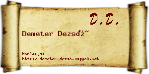 Demeter Dezső névjegykártya