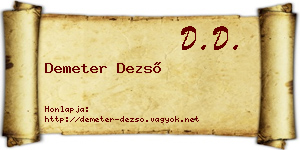 Demeter Dezső névjegykártya